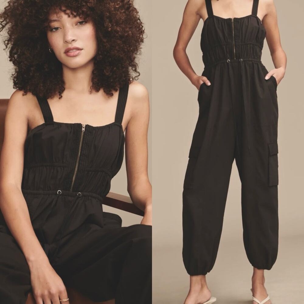Military Utility Jogger Jumpsuit Black Urban Boho Festival Lucky Brand Size M